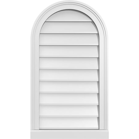 Ekena Millwork Round Top Surface Mount PVC Gable Vent w/ 2"W x 2"P Brickmould Sill Frame, 18"W x 32"H GVPRT18X3203SN